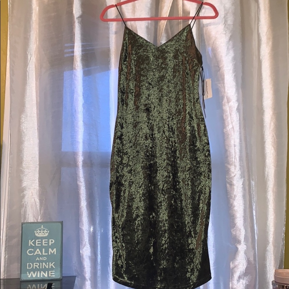 Suede green midi dress, size: S - BRAND NEW W/ TAG